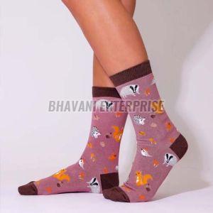 Soft & Eco-Friendly Women'S Bamboo Socks with Woodland Animal Print