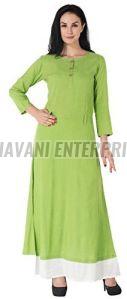 Stylish Womens Anarkali Kurti with Contrast Layered Hem