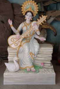 Polished Fiber Saraswati Statue For Religious Purpose
