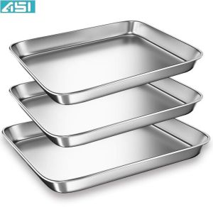 Plain Stainless Steel Baking Tray, Color : Silver