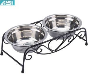 Stainless Steel Double Dinner Wire Stand With Bowl