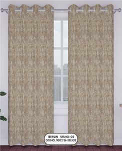 Berlin Jacquard Curtain Beige Design no.1002 SR.no. 02 Ring Style