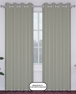 Berlin Jacquard Curtain &AMP;ndash; Aqua Blue| Design no.1005| SR.no. 10 | Ring Style