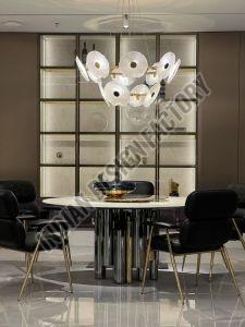 Wood Metal 4 Seater Round Dining Table Set