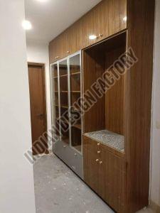 Polished Engineered Wood Wardrobe, Color : Brown