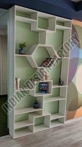 Free Standing Wooden Book Shelve, Color : White & Green