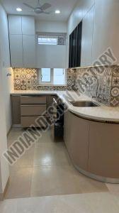 Wood L Shape Modular Kitchen