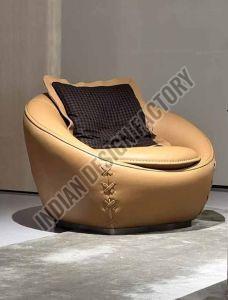 Single Seater Brown Leather Chair Modern for Indoor