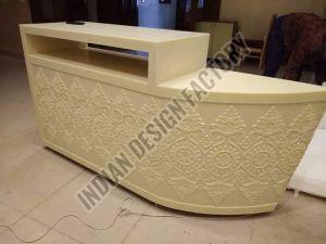 Teak Wood Reception Table, Color : Off White