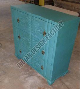 Color Coated Wooden Chest Drawer, Color : Blue for Storage