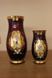 Czech Hand Painted Crystal Glass Vase