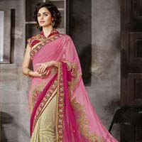 Hot Pink & Creamy Saree