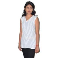 Ladies Chikan Embroidered Tops