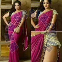 georgette pearl sarees with full peral blouse