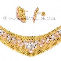 Gold Turkish Design Necklace Earring Rose Finish