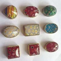 FLOWER DESIGNING GLASS STONES  WITH BRASS SETTING