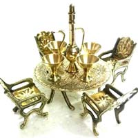 Unique Design Dining Table Chair Maharaja Set (Brass)