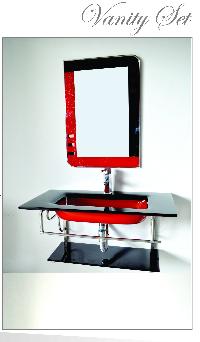 Glass Sink Bathroom Vanity Set