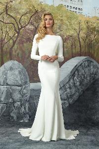 Crepe Long Sleeved Wedding Dress