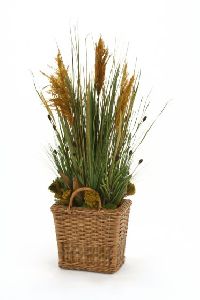 3397 Mixed Grasses Plumes Clover Floor Basket