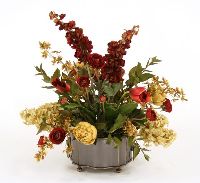 Burgundy Gold Beige Flowers Basket