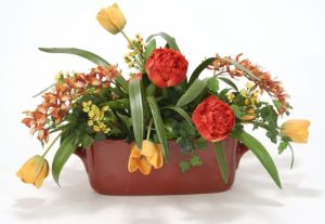 Rust Green Gold Garden Flowers Basket