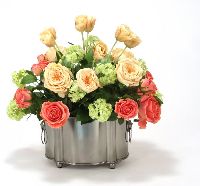 Yellow Coral Green Floral Mix Floor Basket