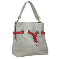 Leather Hand Bag Silver Colour