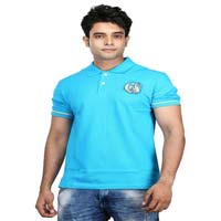 Nalini Solid's Men's Polo Neck Blue Colour T-Shirt