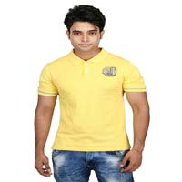 Nalini Solid's Men's Polo Neck Yellow Colour T-Shirt