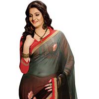 Shonaya Red Colour Georgette Embroidered Sarees with Blouse Pi