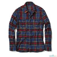 Wholesale Studded Red Blue Flannel Shirt