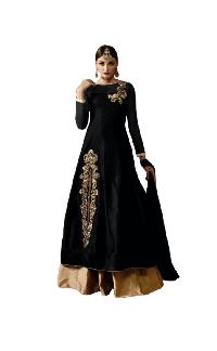 Designer Black Tapeta Silk Un-Stitched Dress material MFD-36