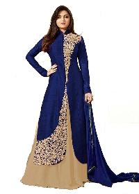 Designer Blue Banglori Silk Un-Stitched Dress material MFD-35