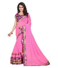 Partywear Pink Georgette Saree with Bhagalpuri Silk Blouse MFS-17