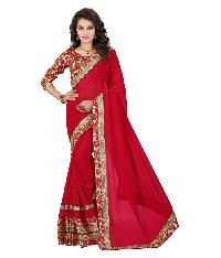 Partywear Red Georgette Saree with Bhagalpuri Silk Blouse MFS-18