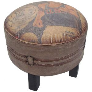 Canvas Ottoman With Tuffet Seat