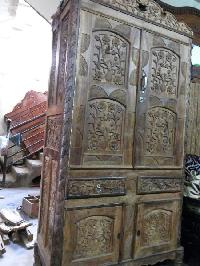 Wooden Carved Almirah Cabinet Cupboard
