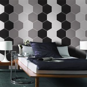 White  Black  Grey Hexagon Artistic Tile Porcelain Tile Pure Color Tile