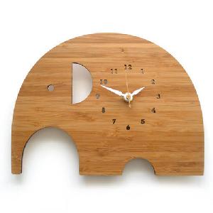 Elephant Shaped Wooden Clock