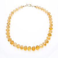 Carved Citrine Gold Beads Necklace