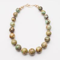 Round Graduated Gold Corrugated Beads Necklace