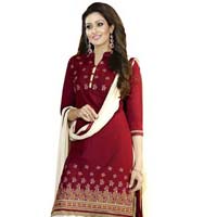 Maroon Embroidered Chanderi Salwar Suits