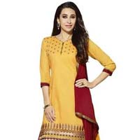 Yellow Embroidered Chanderi Salwar Suits