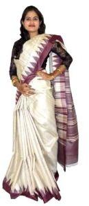 Cream With Coffee Tussar Silk Saree