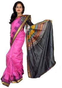 Pink Tussar Silk Saree