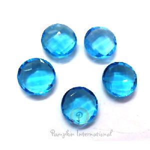 Blue Topaz Round Shape Briolette Cut Gemstone