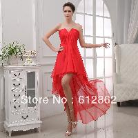 Ladies chiffon red frill dress