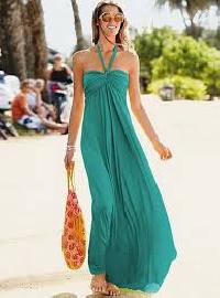 Ladies Green Chiffon Beach Dress
