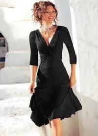 Ladies short black frilled dress